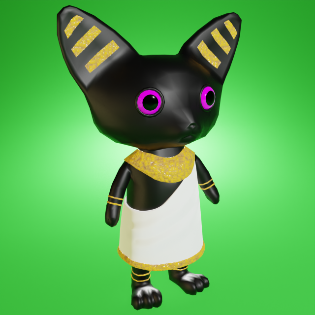Mini cute egyptian goddess Basted character or NPC 3D Model .c4d .max .obj .3ds .fbx .stl .blend 