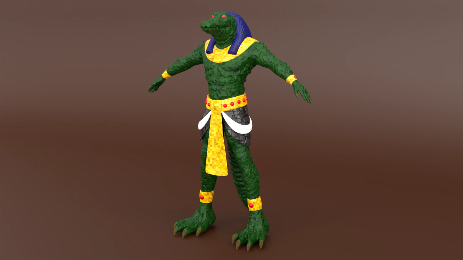Egyptian god sobek character 3D Model .c4d .max .obj .3ds .fbx .stl .blend 