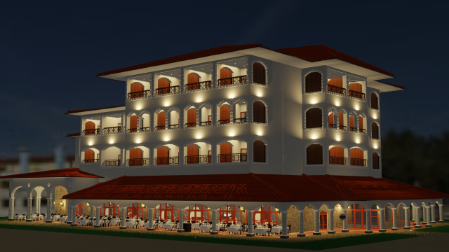 Modular Buffet Resturant in a Hotel Interior Exterior Low-poly 3Dモデル .c4d .max .obj .3ds .fbx .stl .blend