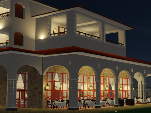 Modular Buffet Resturant in a Hotel Interior Exterior Low-poly 3Dモデル