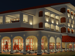 Modular Buffet Resturant in a Hotel Interior Exterior Low-poly 3Dモデル