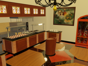 Modular Buffet Resturant in a Hotel Interior Exterior Low-poly 3Dモデル
