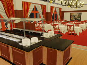 Modular Buffet Resturant in a Hotel Interior Exterior Low-poly 3Dモデル