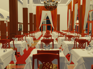 Modular Buffet Resturant in a Hotel Interior Exterior Low-poly 3Dモデル