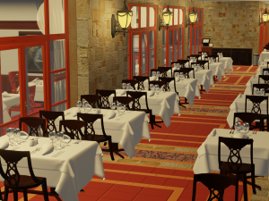 Modular Buffet Resturant in a Hotel Interior Exterior Low-poly 3Dモデル