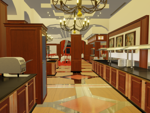 Modular Buffet Resturant in a Hotel Interior Exterior Low-poly 3Dモデル