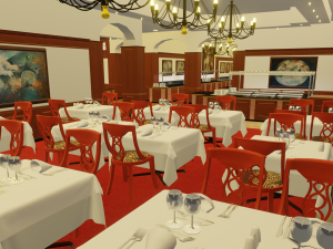 Modular Buffet Resturant in a Hotel Interior Exterior Low-poly 3Dモデル