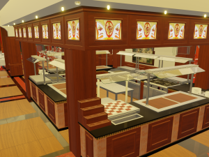 Modular Buffet Resturant in a Hotel Interior Exterior Low-poly 3Dモデル