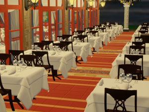 Modular Buffet Resturant in a Hotel Interior Exterior Low-poly 3Dモデル