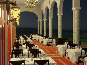 Modular Buffet Resturant in a Hotel Interior Exterior Low-poly 3Dモデル