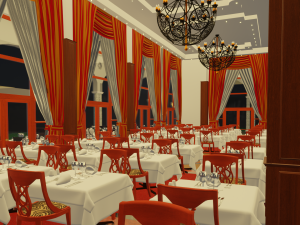 Modular Buffet Resturant in a Hotel Interior Exterior Low-poly 3Dモデル