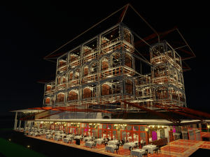 Modular Buffet Resturant in a Hotel Interior Exterior Low-poly 3Dモデル