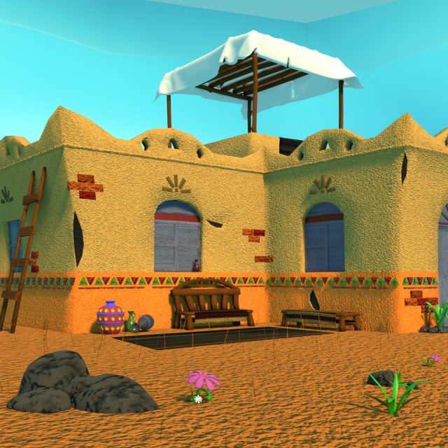 Egyptian House - Exterior Lowpoly 3D-Modell .c4d .max .obj .3ds .fbx .stl .blend 