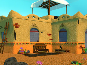 이집트 집 - 외부 Lowpoly 3D 모델