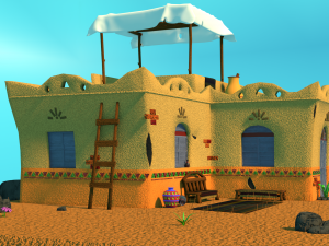 Egyptian House - Exterior Lowpoly 3D-Modell