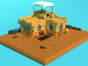 Egyptian House - Exterior Lowpoly 3D-Modell