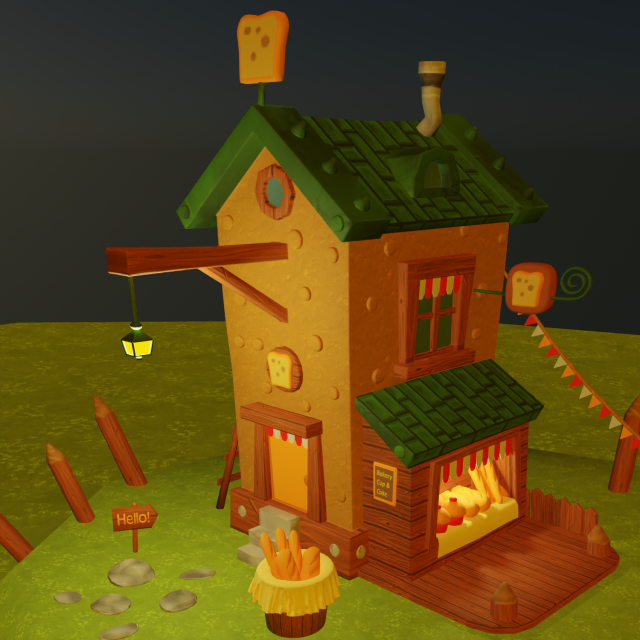 Stylized Bakery Game Asset Prop Low-poly Modelo 3D .c4d .max .obj .3ds .fbx .stl .blend 