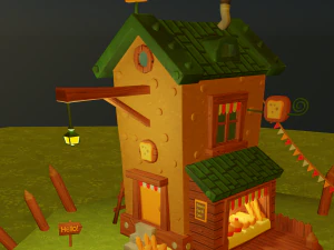 Стилізована пекарня. Низькополігональна 3D Модель