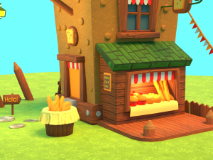 Stylized Bakery Game Asset Prop Low-poly Modelo 3D