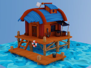 Toon Fishermans House Game Asset 3D Model