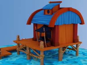 Toon Fishermans House Game Asset 3D 모델