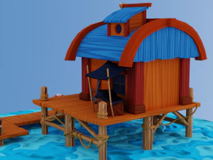 Toon Fishermans House Game Asset 3D Model