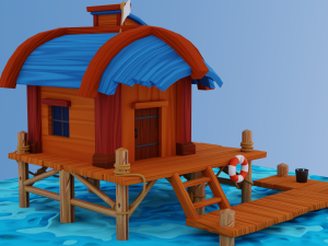 Toon Fishermans House Game Asset 3D 모델
