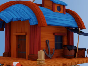 Toon Fishermans House Game Asset 3D Model