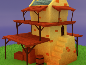 Toonish Medivial Watch Tower Game Asset Low-poly 3D Model