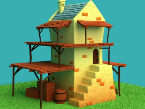 Toonish Medivial Watch Tower Game Asset Low-poly 3D Model