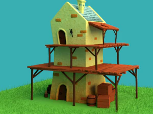 Toonish Medivial Watch Tower Game Asset Low-poly 3D Model