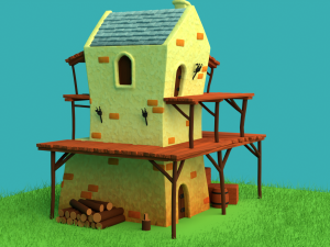 Toonish Medivial Watch Tower Game Asset Low-poly 3D Модель