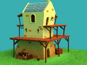 Toonish Medivial Watch Tower Game Asset Low-poly 3D Model
