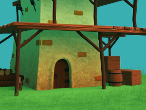 Toonish Medivial Watch Tower Game Asset Low-poly 3D Model
