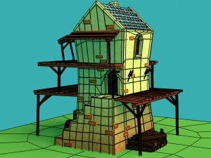 Toonish Medivial Watch Tower Game Asset Low-poly 3D Модель