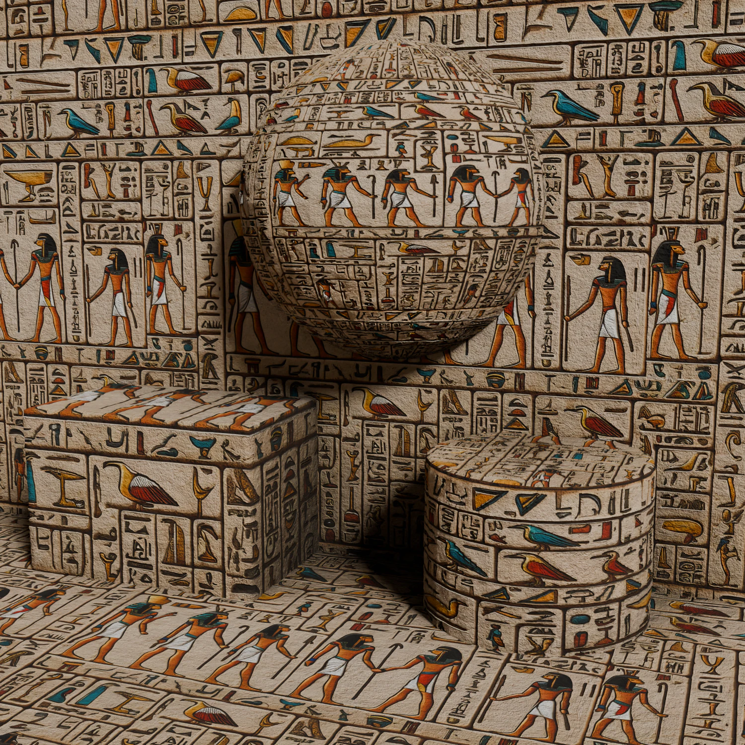 V Egyptian Hieroglyph Seamless PBR Texture CG Textures .c4d .max .obj .3ds .fbx .stl .blend 
