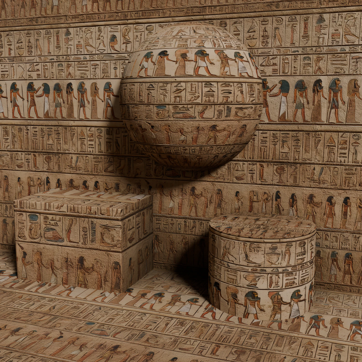 XI Egyptian Hieroglyph Seamless PBR Texture CG Textures .c4d .max .obj .3ds .fbx .stl .blend 