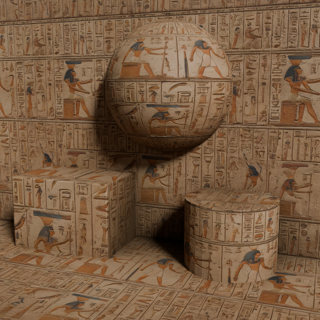 XII Egyptian Hieroglyph Seamless PBR Texture CG Textures .c4d .max .obj .3ds .fbx .stl .blend 