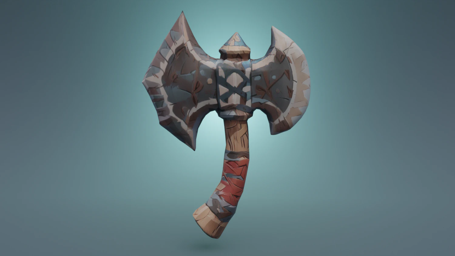 A Metal and Wood Axe Adventure Game Asset Low-poly 3D Model .c4d .max .obj .3ds .fbx .stl .blend 