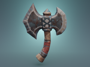 A Metal and Wood Axe Adventure Game Asset Low-poly 3D Model