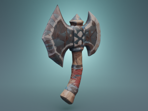 A Metal and Wood Axe Adventure Game Asset Low-poly 3D Model