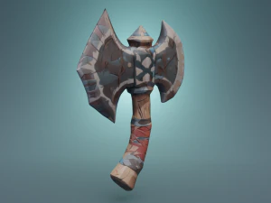 A Metal and Wood Axe Adventure Game Asset Low-poly 3D Model
