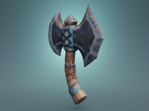 A Metal and Wood Axe Adventure Game Asset Low-poly 3D Model