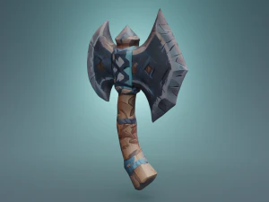 A Metal and Wood Axe Adventure Game Asset Low-poly 3D Model