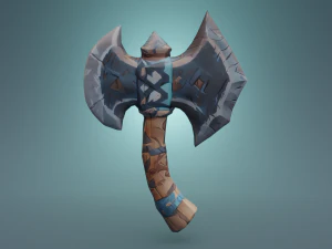 A Metal and Wood Axe Adventure Game Asset Low-poly 3D Model