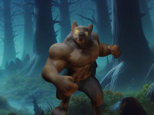 Lupo mannaro muscoloso dipinto a mano con Furia al chiaro di luna Modello 3D