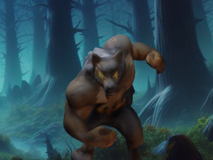 Moonlit Fury Hand-Painted Muscular Werewolf Modelo 3D