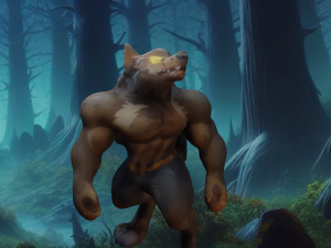 Moonlit Fury Hand-Painted Muscular Werewolf Modelo 3D