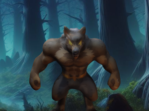 Moonlit Fury Hand-Painted Muscular Werewolf Modelo 3D