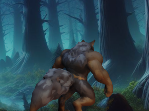 Moonlit Fury Hand-Painted Muscular Werewolf Modelo 3D